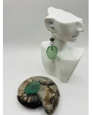 PENDIENTES ARTESANOS DE CRISTAL MARINO EDICIÓN PLATA