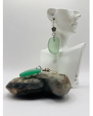 PENDIENTES ARTESANOS DE CRISTAL MARINO EDICIÓN PLATA
