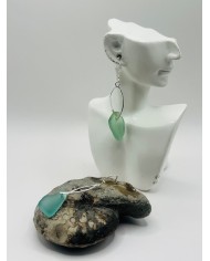 PENDIENTES ARTESANOS DE CRISTAL MARINO EDICIÓN PLATA