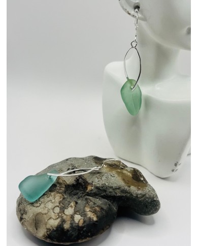 PENDIENTES ARTESANOS DE CRISTAL MARINO EDICIÓN PLATA