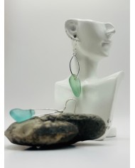 PENDIENTES ARTESANOS DE CRISTAL MARINO EDICIÓN PLATA