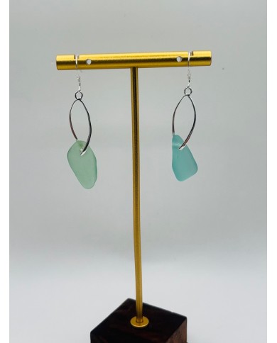PENDIENTES ARTESANOS DE CRISTAL MARINO EDICIÓN PLATA
