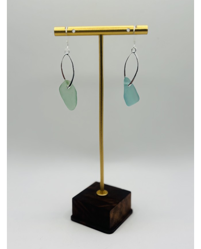 PENDIENTES ARTESANOS DE CRISTAL MARINO EDICIÓN PLATA