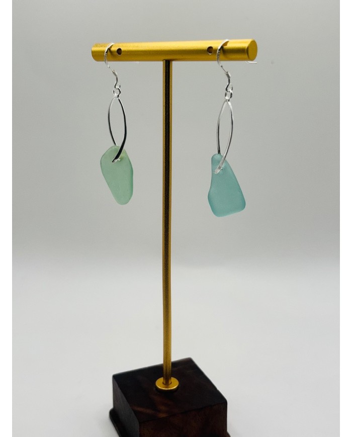 PENDIENTES ARTESANOS DE CRISTAL MARINO EDICIÓN PLATA