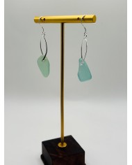 PENDIENTES ARTESANOS DE CRISTAL MARINO EDICIÓN PLATA
