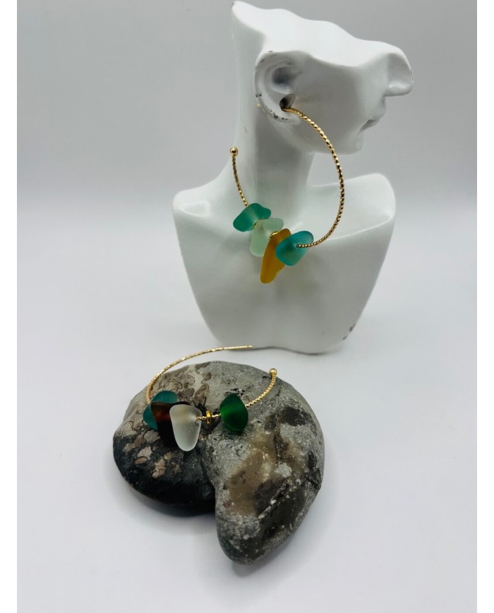 PENDIENTES ARTESANOS DE CRISTAL MARINO