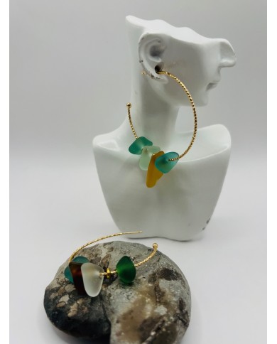 PENDIENTES ARTESANOS DE CRISTAL MARINO