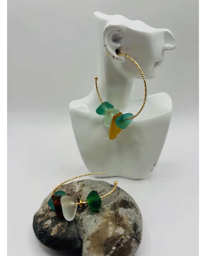 PENDIENTES ARTESANOS DE CRISTAL MARINO