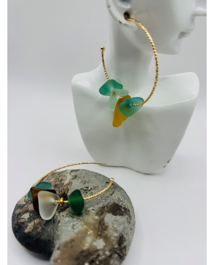 PENDIENTES ARTESANOS DE CRISTAL MARINO