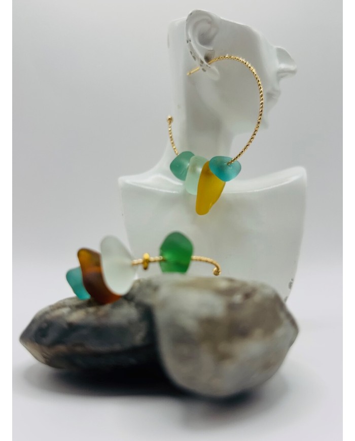 PENDIENTES ARTESANOS DE CRISTAL MARINO