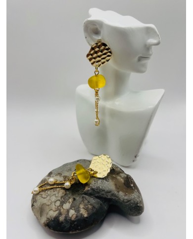 PENDIENTES ARTESANOS DE CRISTAL MARINO