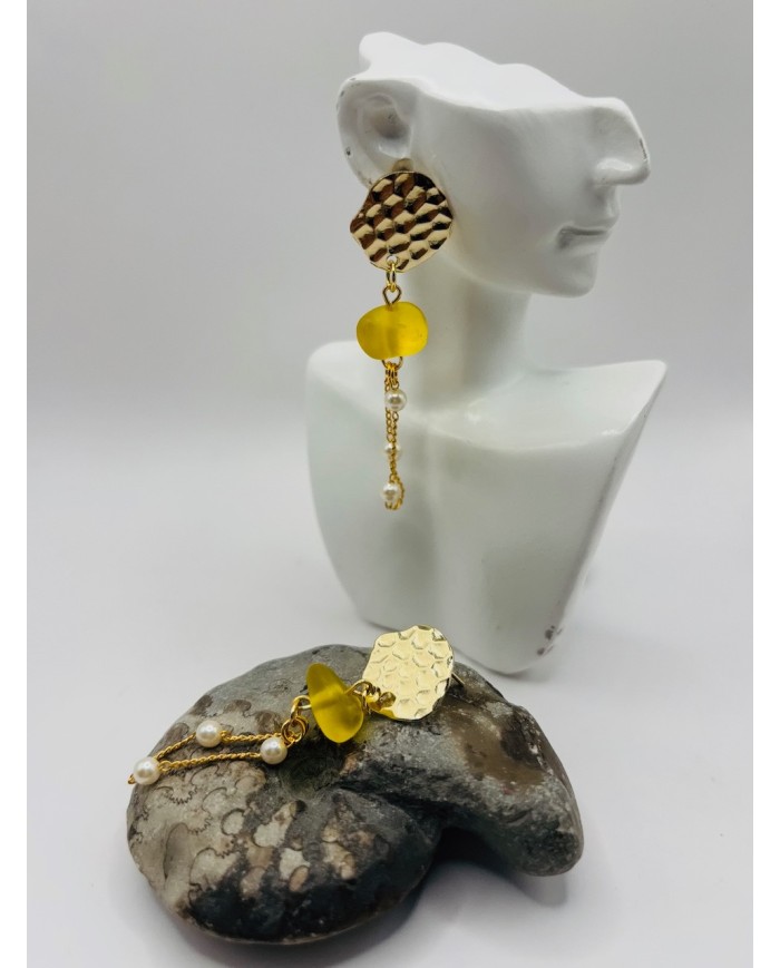 PENDIENTES ARTESANOS DE CRISTAL MARINO