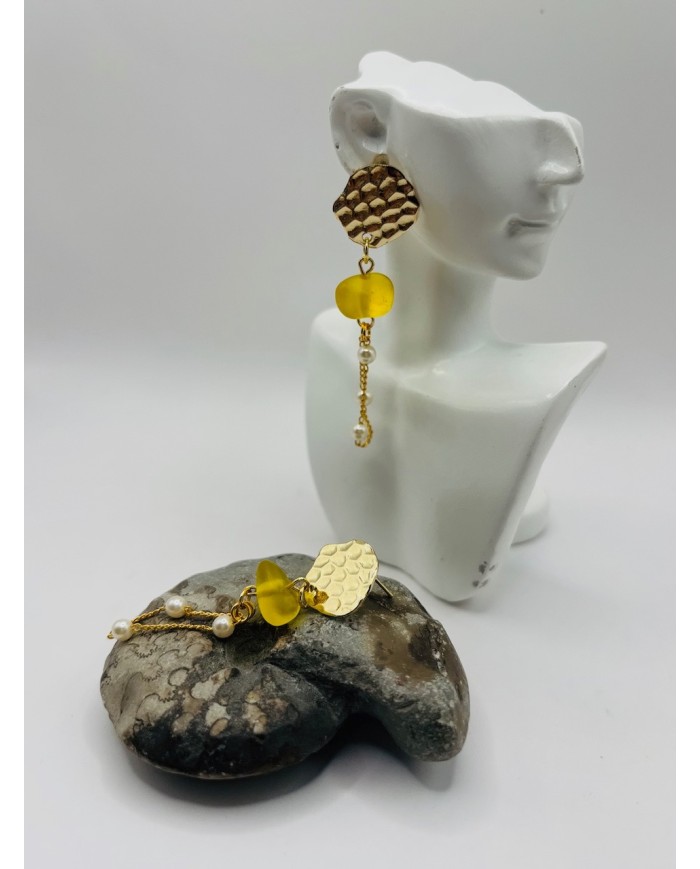 PENDIENTES ARTESANOS DE CRISTAL MARINO
