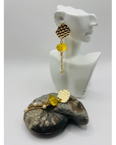 PENDIENTES ARTESANOS DE CRISTAL MARINO