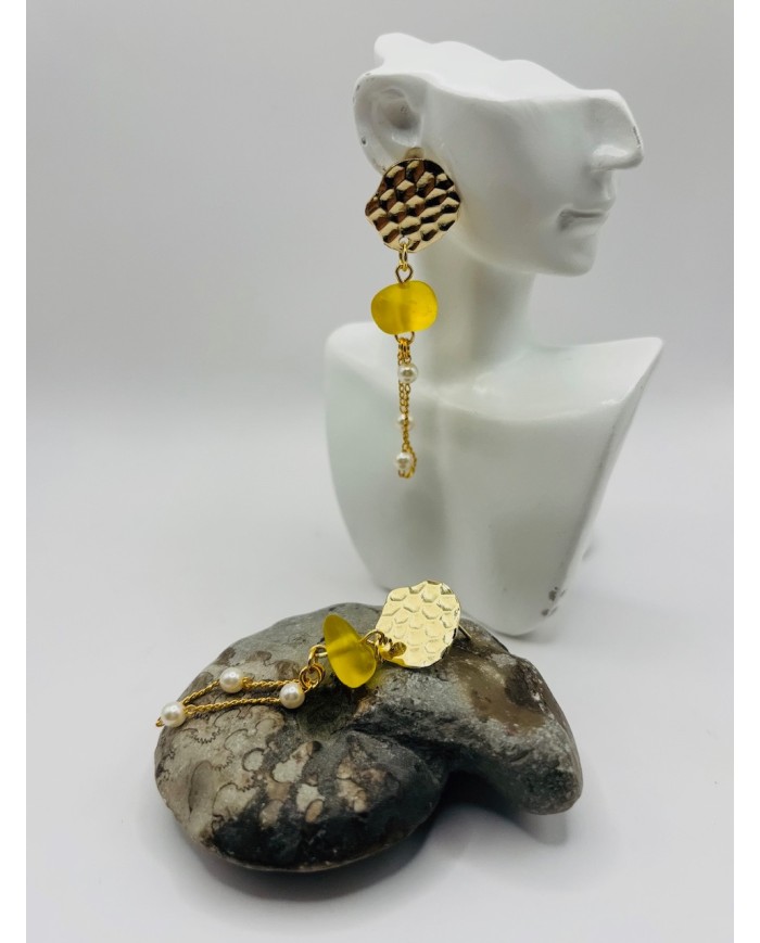 PENDIENTES ARTESANOS DE CRISTAL MARINO