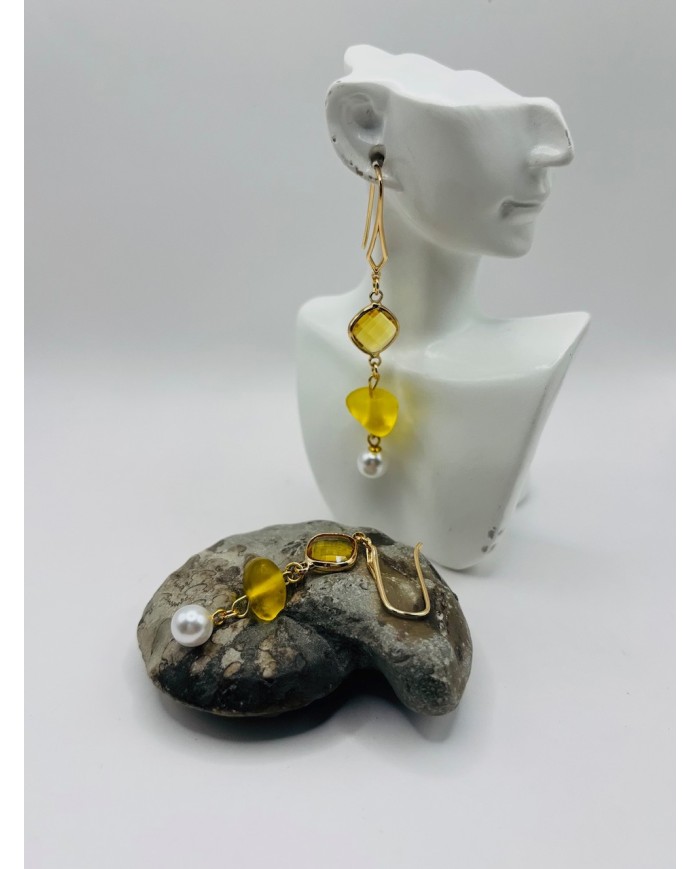 PENDIENTES ARTESANOS DE CRISTAL MARINO