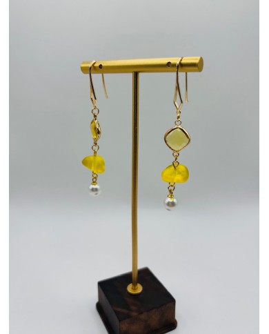 PENDIENTES ARTESANOS DE CRISTAL MARINO