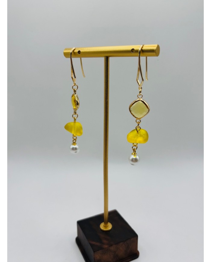 PENDIENTES ARTESANOS DE CRISTAL MARINO
