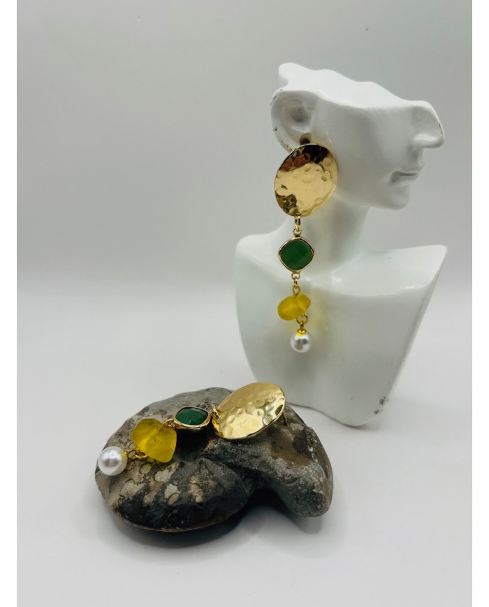 PENDIENTES DE CRISTAL MARINO  ARTESANOS