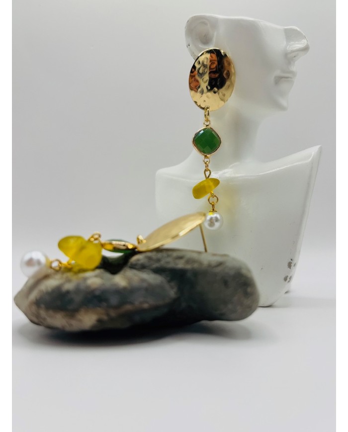 PENDIENTES DE CRISTAL MARINO  ARTESANOS
