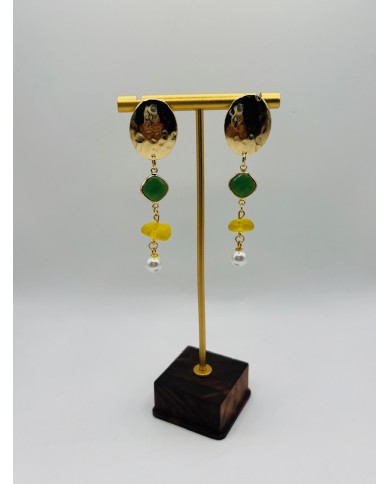 PENDIENTES DE CRISTAL MARINO  ARTESANOS