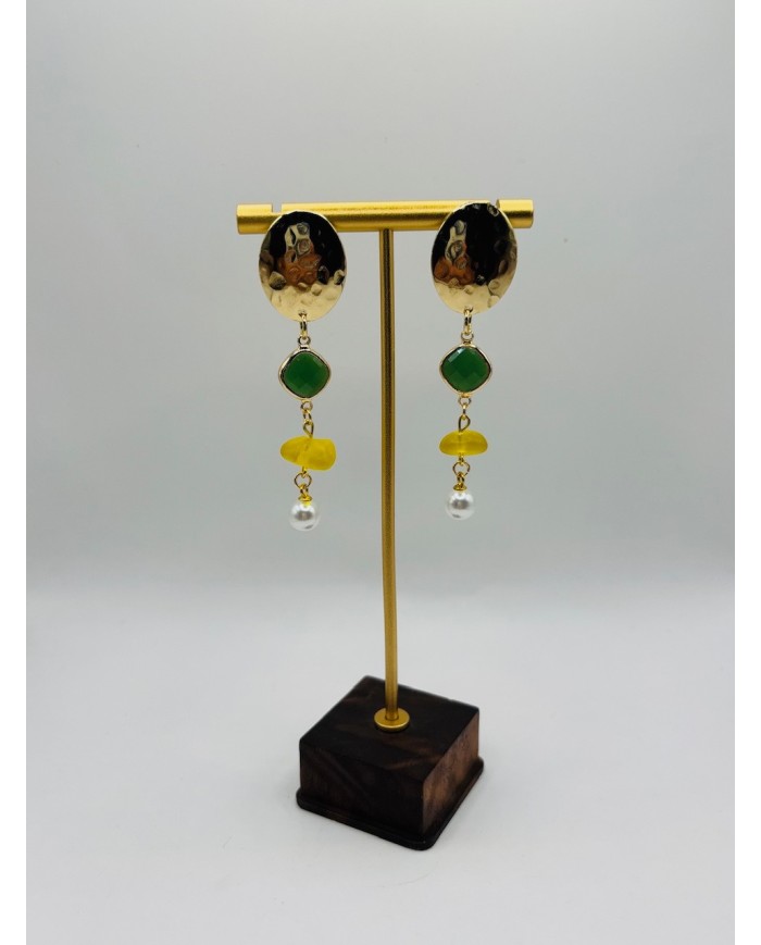 PENDIENTES DE CRISTAL MARINO  ARTESANOS