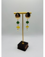 PENDIENTES DE CRISTAL MARINO  ARTESANOS