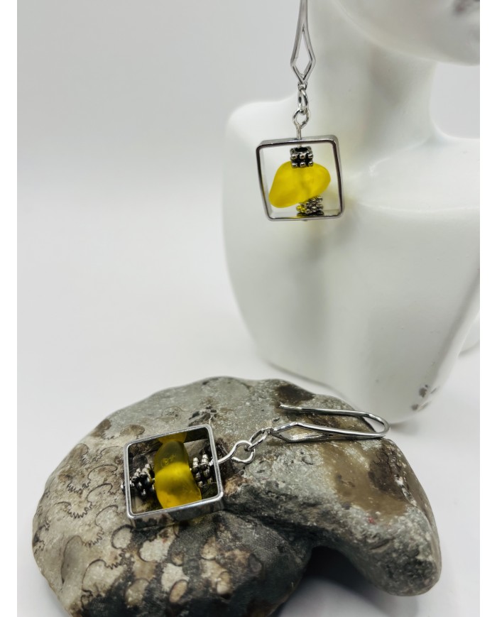 PENDIENTES ARTESANOS DE CRISTAL MARINO ARTESANOS
