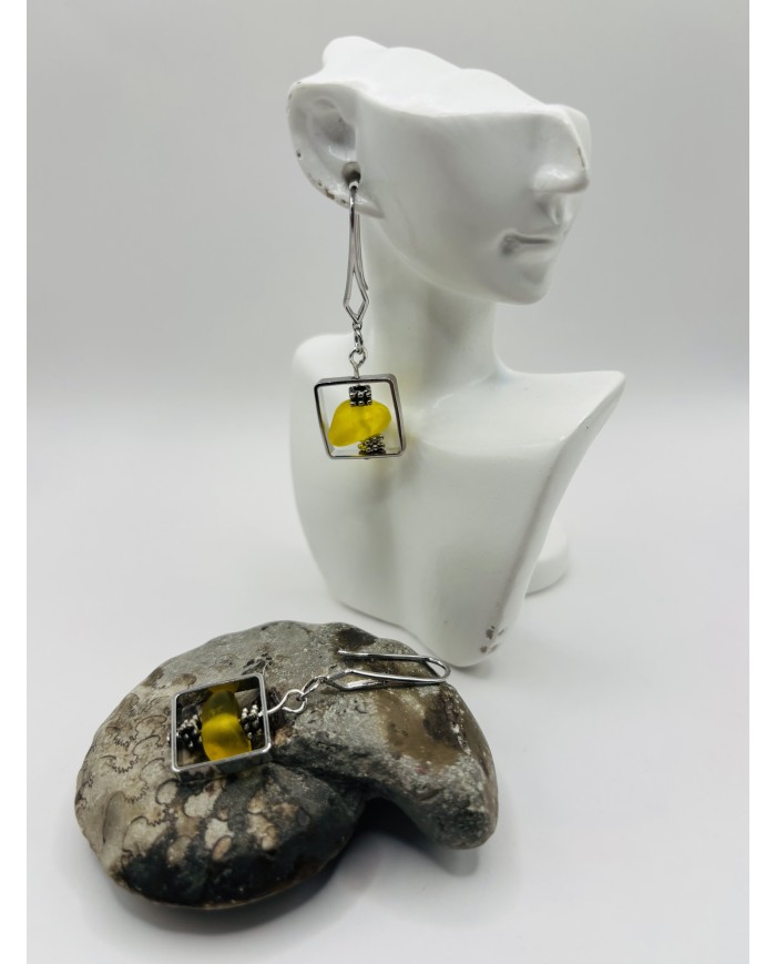 PENDIENTES ARTESANOS DE CRISTAL MARINO ARTESANOS