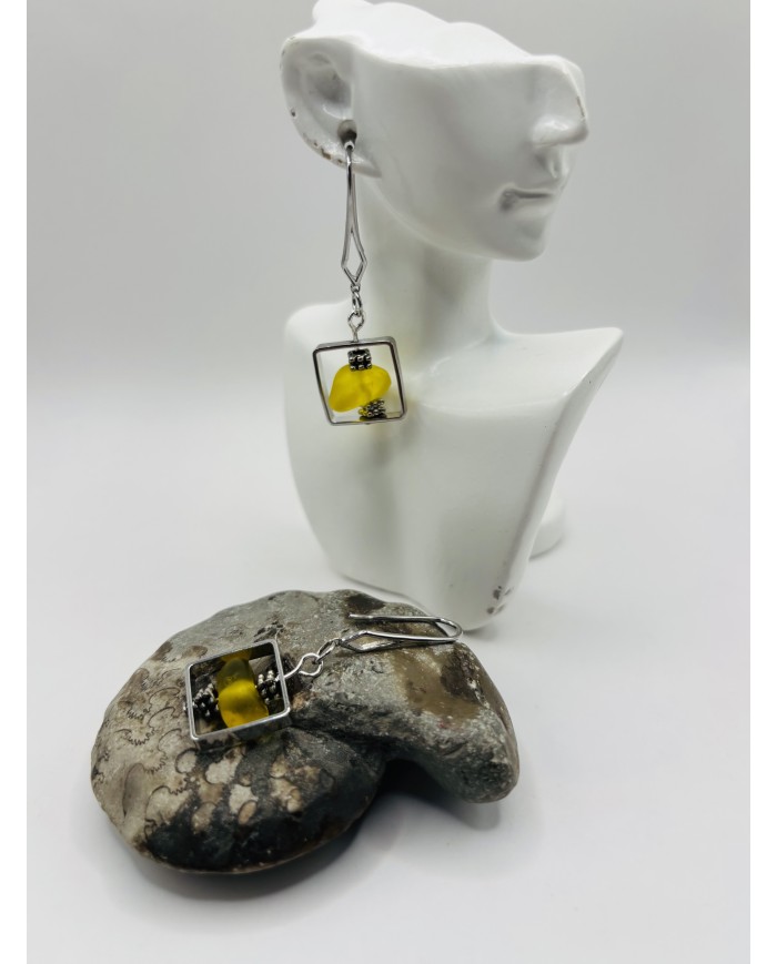 PENDIENTES ARTESANOS DE CRISTAL MARINO ARTESANOS