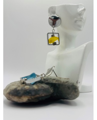 PENDIENTES ARTESANOS DE CRISTAL MARINO