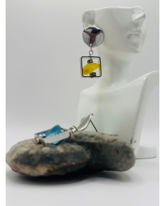 PENDIENTES ARTESANOS DE CRISTAL MARINO