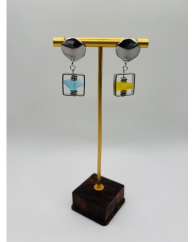 PENDIENTES ARTESANOS DE CRISTAL MARINO