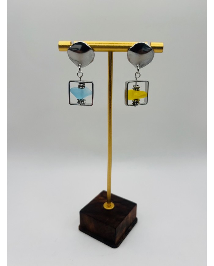 PENDIENTES ARTESANOS DE CRISTAL MARINO