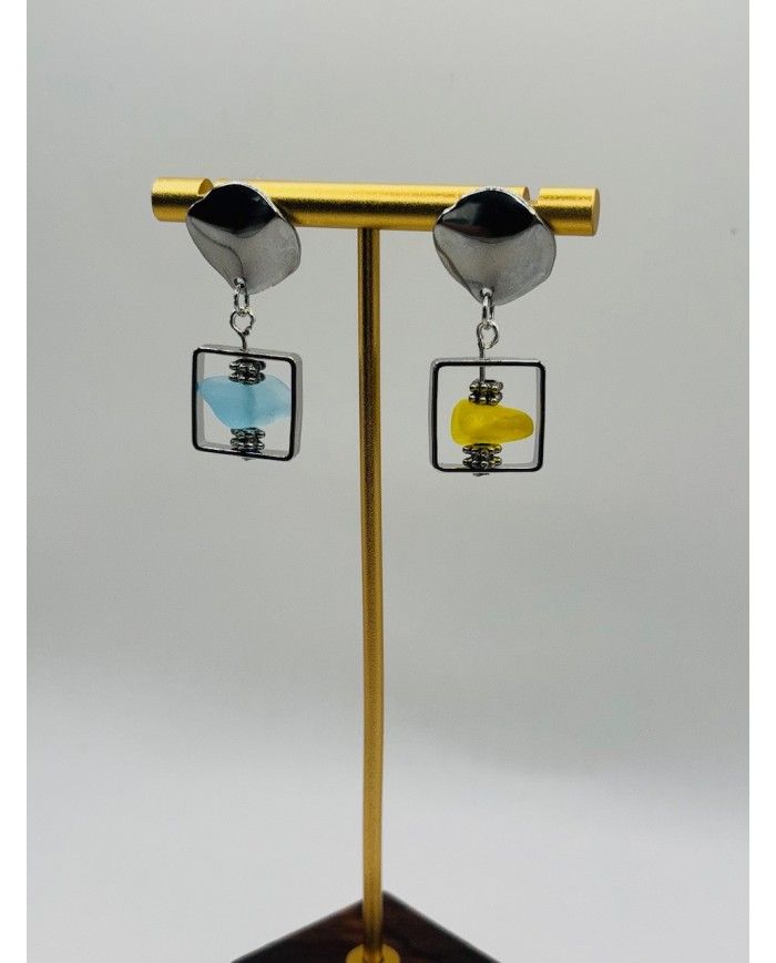 PENDIENTES ARTESANOS DE CRISTAL MARINO