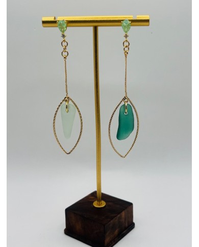 PENDIENTES ARTESANOS DE CRISTAL MARINO