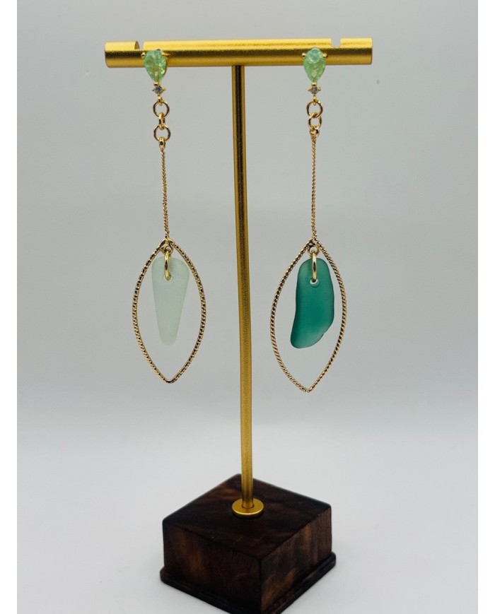 PENDIENTES ARTESANOS DE CRISTAL MARINO