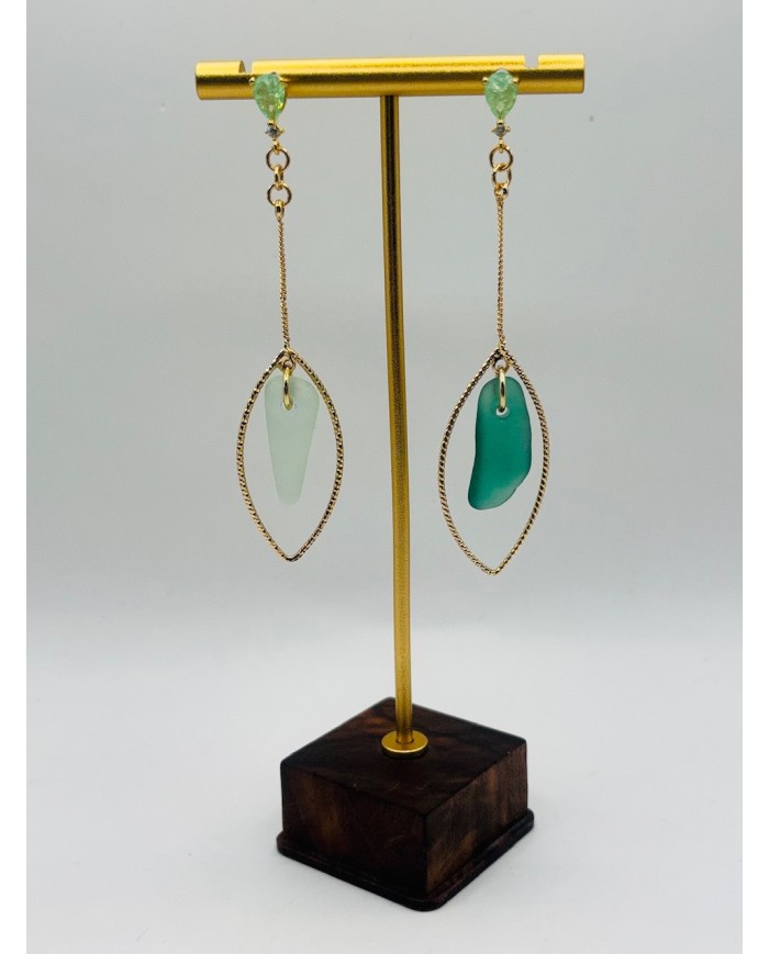 PENDIENTES ARTESANOS DE CRISTAL MARINO