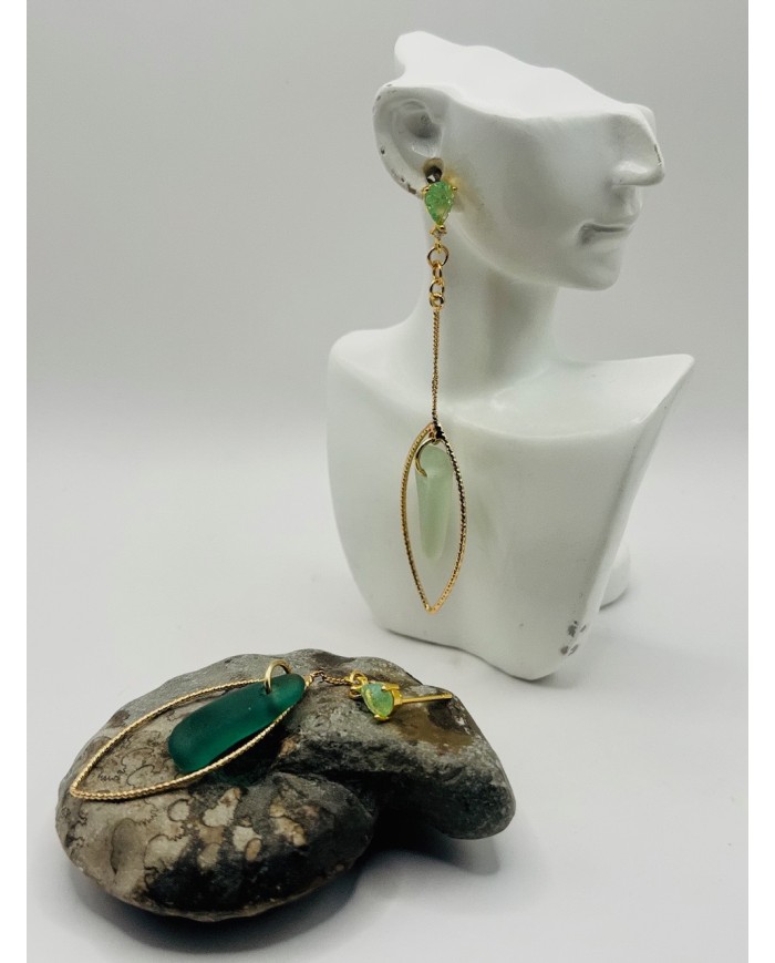 PENDIENTES ARTESANOS DE CRISTAL MARINO