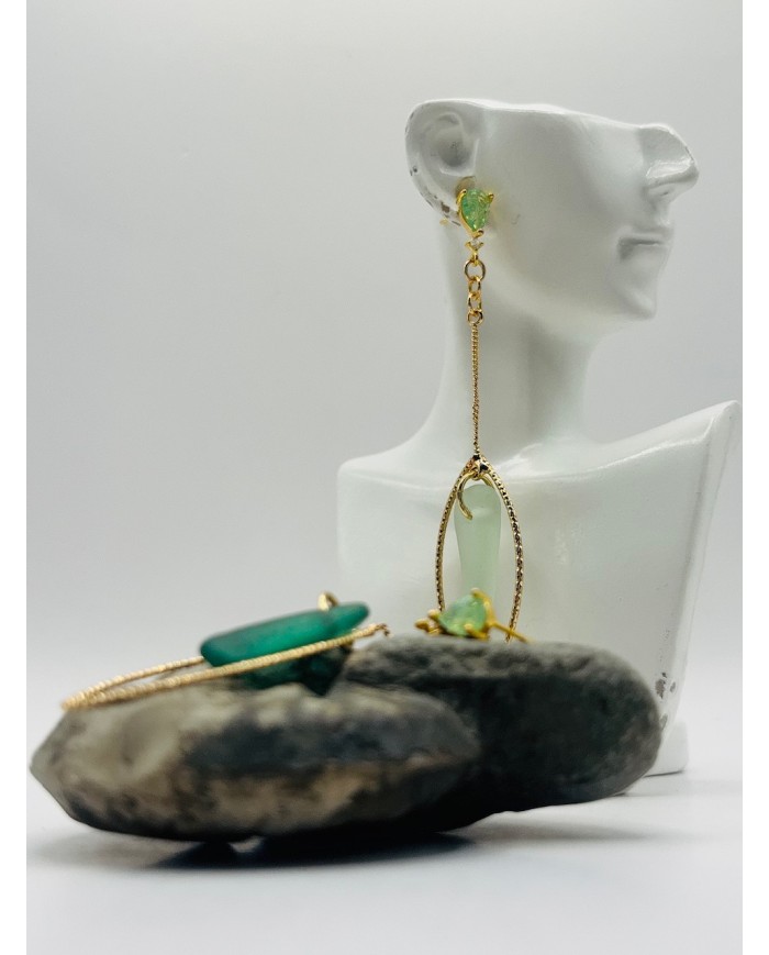 PENDIENTES ARTESANOS DE CRISTAL MARINO
