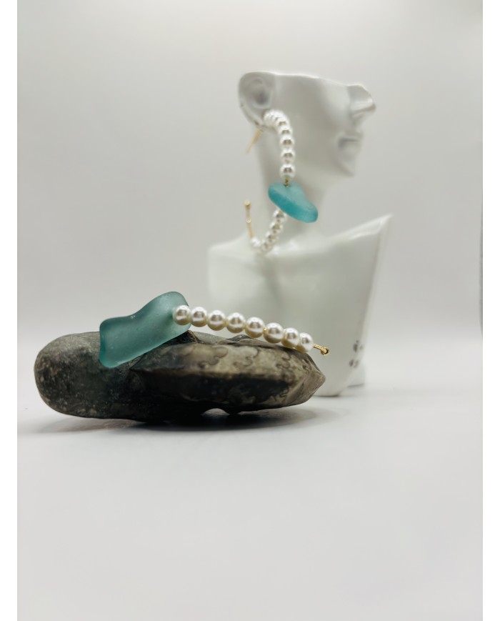 PENDIENTES ARTESANOS DE CRISTAL MARINO