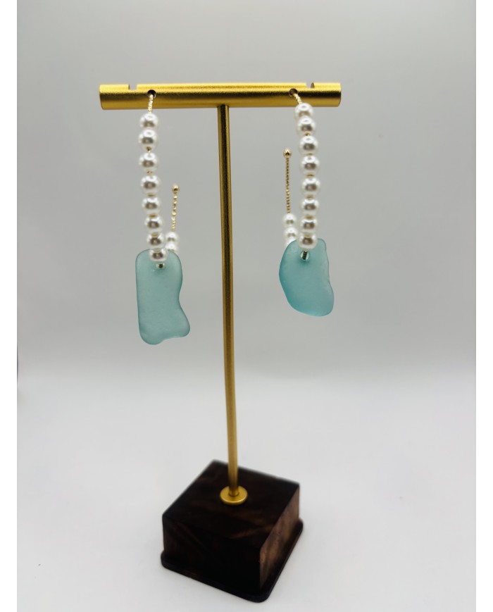 PENDIENTES ARTESANOS DE CRISTAL MARINO