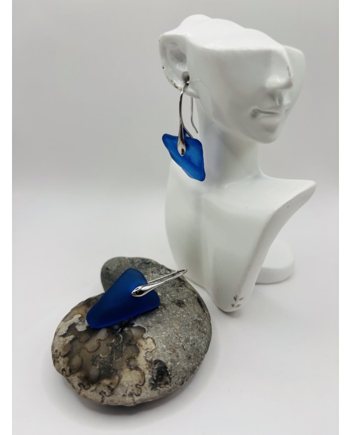 PENDIENTES ARTESANOS DE CRISTAL MARINO