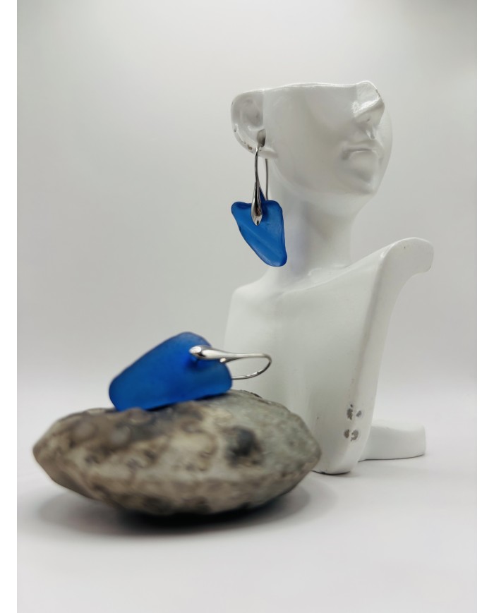 PENDIENTES ARTESANOS DE CRISTAL MARINO