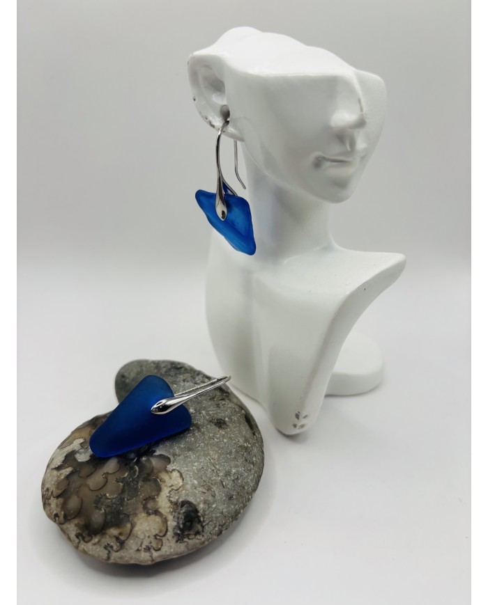 PENDIENTES ARTESANOS DE CRISTAL MARINO