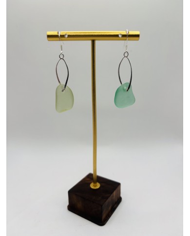 PENDIENTES ARTESANOS DE CRISTAL MARINO EDICIÓN PLATA