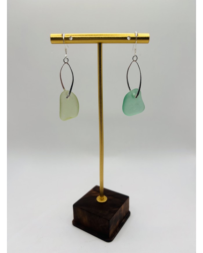 PENDIENTES ARTESANOS DE CRISTAL MARINO EDICIÓN PLATA