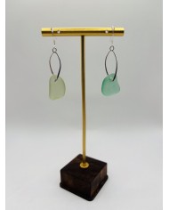 PENDIENTES ARTESANOS DE CRISTAL MARINO EDICIÓN PLATA