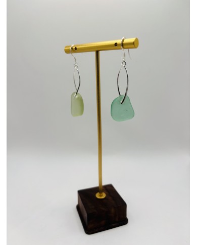 PENDIENTES ARTESANOS DE CRISTAL MARINO EDICIÓN PLATA
