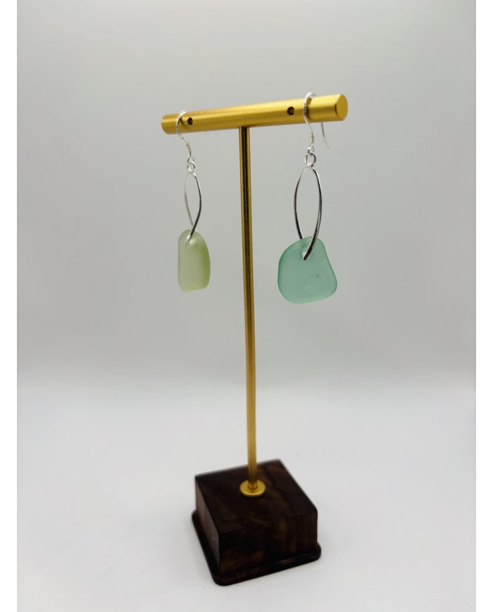 PENDIENTES ARTESANOS DE CRISTAL MARINO EDICIÓN PLATA